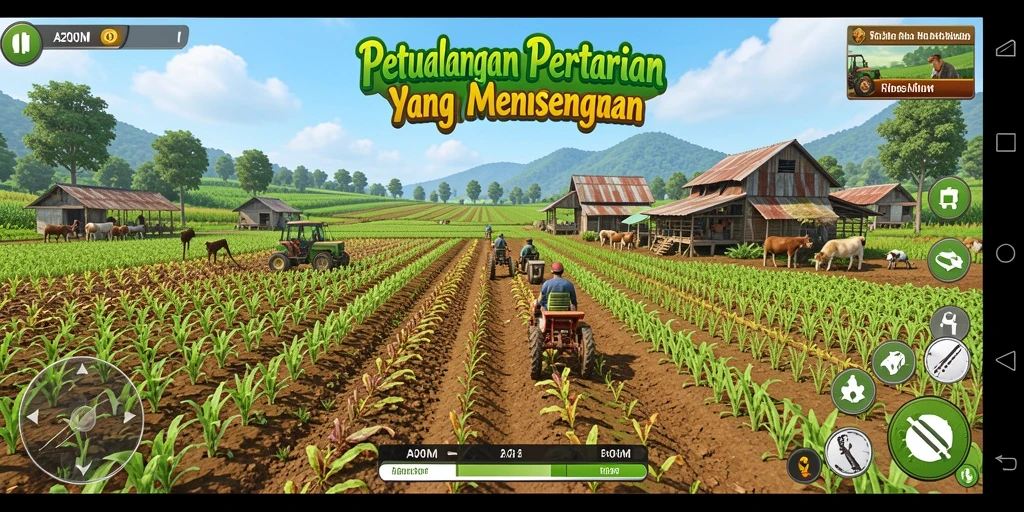 Tangkapan layar A200M menampilkan landscape pertanian yang indah dengan tanaman yang subur.