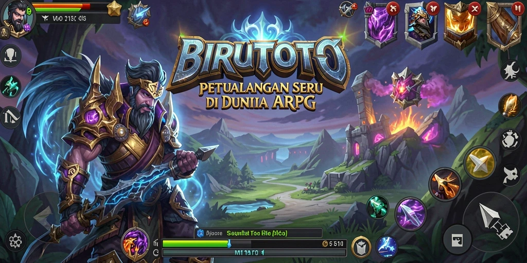 Screenshot gameplay BIRUTOTO menampilkan pertempuran seru di dunia ARPG.