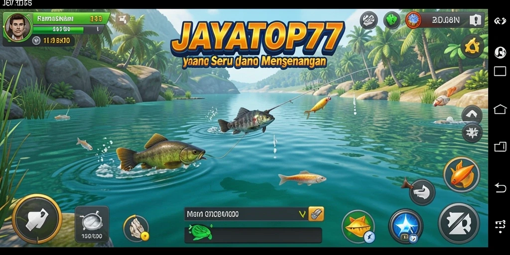 Tampilan gameplay JAYATOP77 dengan suasana memancing yang menenangkan.