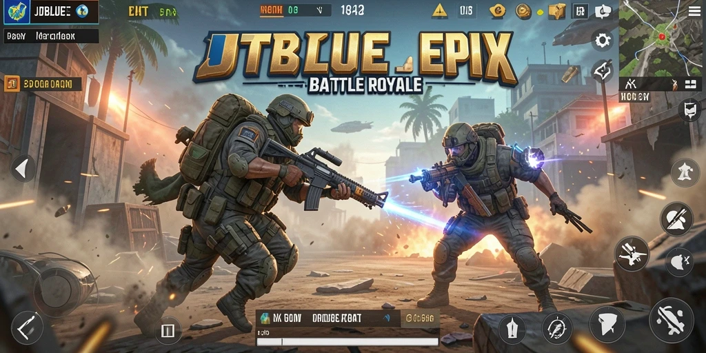 Screenshot gameplay JTBLUE menampilkan pertarungan seru antar pemain.