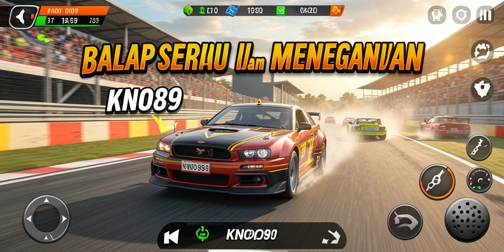 Tampilan gameplay KNO89 yang menegangkan saat balapan di jalan raya.