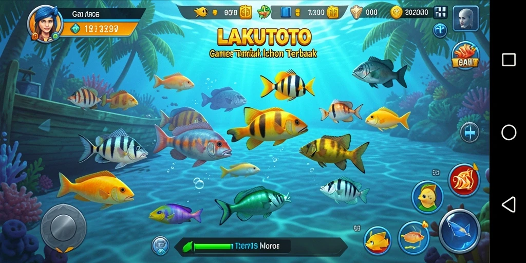 Tampilan gameplay seru dari LAKUTOTO saat menembak ikan.