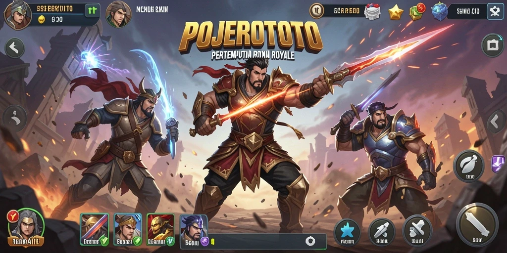 Screenshot utama POJEROTOTO menampilkan aksi seru dalam Battle Royale.