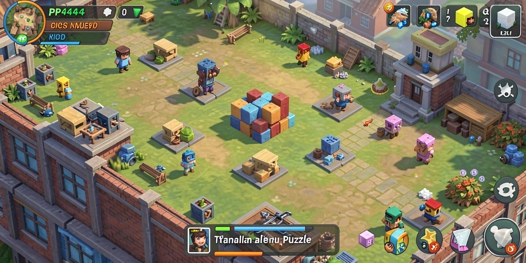 Screenshot gameplay PP444 menampilkan berbagai teka-teki yang menantang.