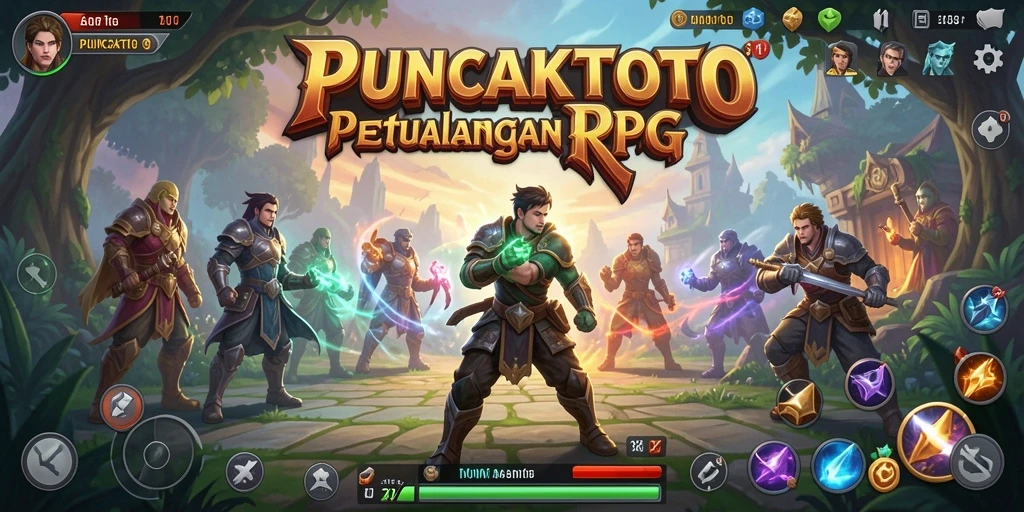 Screenshot PUNCAKTOTO menunjukkan pertarungan epik dalam gameplay RPG.