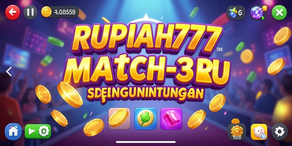 Tampilan permainan RUPIAH777 dengan grafis Match-3 yang cerah.