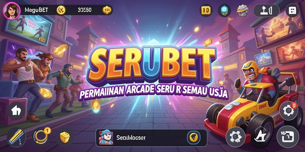 Tangkapan layar utama <strong>SERUBET</strong> menunjukkan aksi seru dalam permainan Arcade.