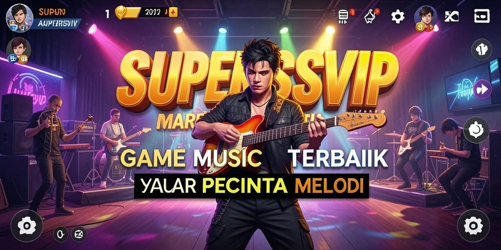 Screenshot gameplay SUPERSVIP menampilkan keseruan bermain musik.